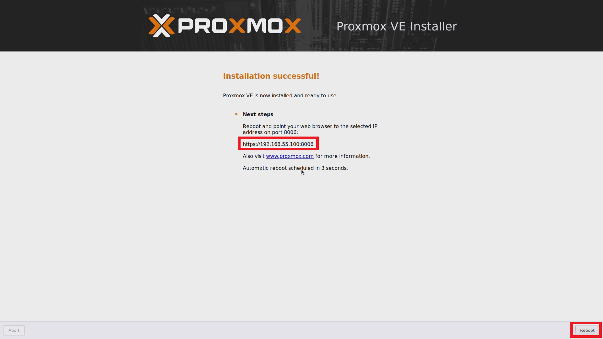 proxmox reboot